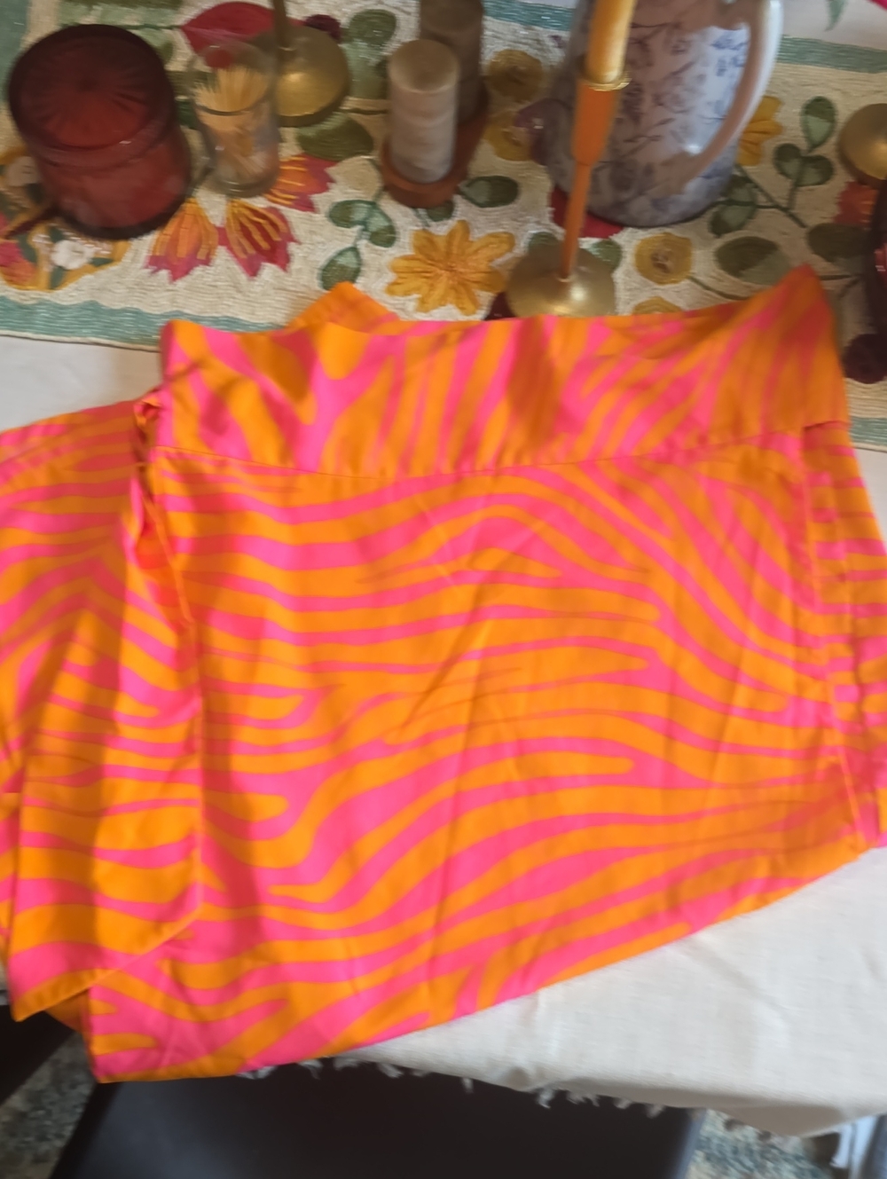 Tyche Hot Pink and Orange Zebra-Print Skirt